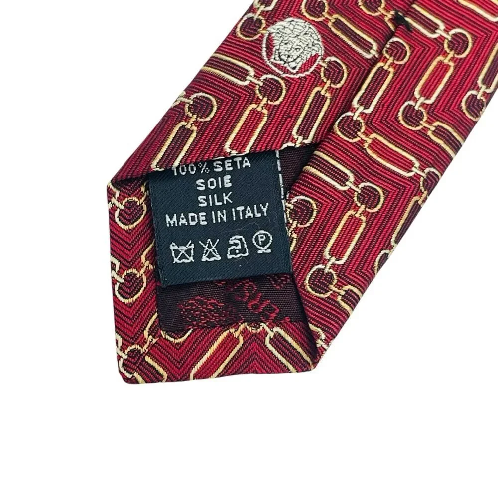 Vintage Gianni Versace Medusa Head Chain Pattern Tie